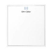 Dusty Blue Bow Border Script Custom Name Script Notitieblok (Voorkant)