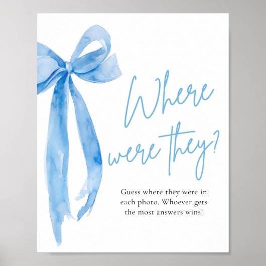 Dusty Blue Bow Bridal Waar waren ze Teken Poster (Voorkant)