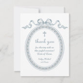 Dusty Blue Bow Cadre grec Carte de remerciements B (Dos)