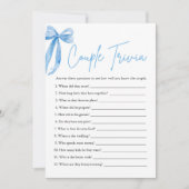 Dusty Blue Bow Couple Trivia Vrijgezellenfeest Gam Kaart (Voorkant)