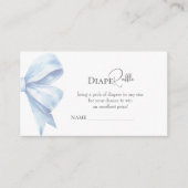 Dusty Blue Bow Diaper Raffle Baby shower Boy Informatiekaartje (Voorkant)