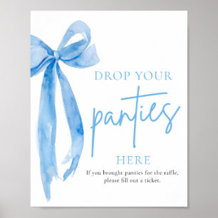 Dusty Blue Bow Drop Your Panties Here Spelbord Poster