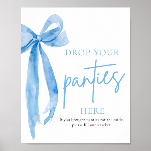 Dusty Blue Bow Drop Your Panties Here Spelbord Poster (Voorkant)