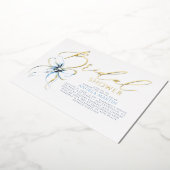 Dusty Blue Bow Elegant Script Modern Bridal Shower Folie Uitnodiging (Gedraaid)
