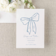 Dusty Blue Bow Enregistrer la date Invitation