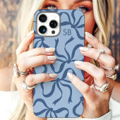 Dusty Blue Bow Monogram Case-Mate iPhone Case