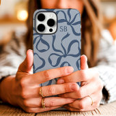Dusty Blue Bow Monogram Case-Mate iPhone Case