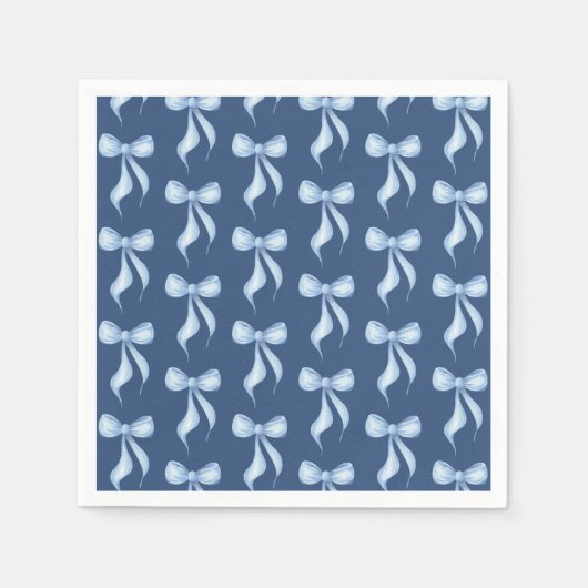 Dusty Blue Bow Pattern Bridal Shower Servet (Voorkant)