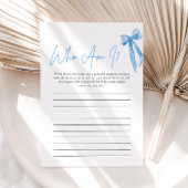 Dusty Blue Bow Qui Suis-Je Carte De Jeu Fête des m