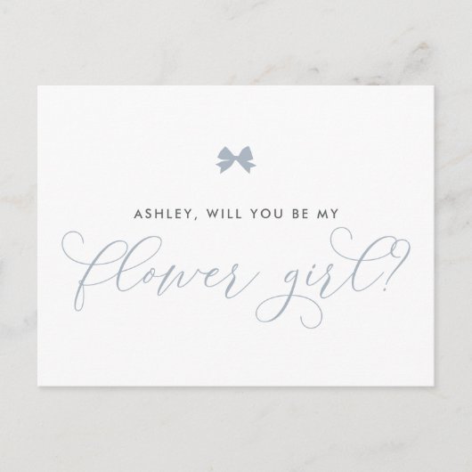 Dusty Blue Bow Serez-Vous Ma Carte Flower Girl (Devant)