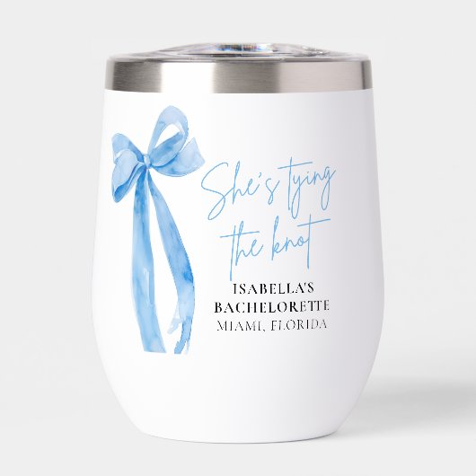 Dusty Blue Bow She's Tying the Knot Bachelorette (Avant)