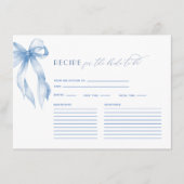 Dusty Blue Bow Tying the Knot Vrijgezellenfeest Re Informatiekaartje (Voorkant)