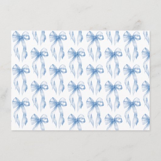 Dusty Blue Bow Tying the Knot Vrijgezellenfeest Re Informatiekaartje (Achterkant)