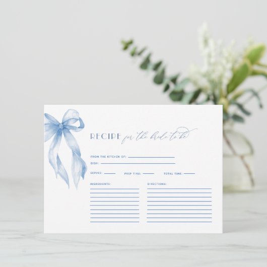 Dusty Blue Bow Tying the Knot Vrijgezellenfeest Re Informatiekaartje (Staand voorkant)