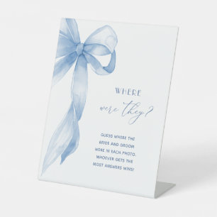 Dusty Blue Bow waar ze Vrijgezellenfeest waren Reclamebord Met Voetstuk