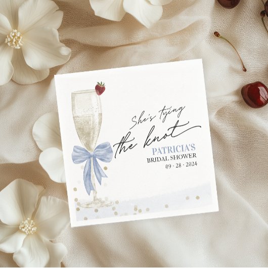 Dusty Blue Bow Ze bindt de knoop Vrijgezellenfeest Servet