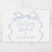 Dusty Blue Bow Ze bindt de knoop Vrijgezellenfeest Sparkling Wijnetiket (Enkel label)