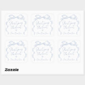 Dusty Blue Bow Ze bindt de knoop Vrijgezellenfeest Vierkante Sticker (Vel)