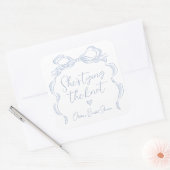 Dusty Blue Bow Ze bindt de knoop Vrijgezellenfeest Vierkante Sticker (Envelop)