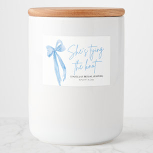 Dusty Blue Bow Ze bindt de knoop Vrijgezellenfeest Voedselcontainer Etiket