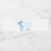 Dusty Blue Bow Ze bindt de knoop Vrijgezellenfeest Waterfles Etiket (Enkel label)