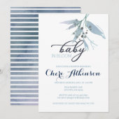 Dusty Blue Boy Baby in bloesemdouche Kaart (Voorkant / Achterkant)