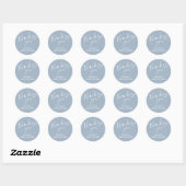 Dusty Blue Boy Baby shower Script Heart Bedankt Ronde Sticker (Vel)