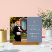 Dusty Blue Boy Photo First Communion Bienvenue (Mariage)