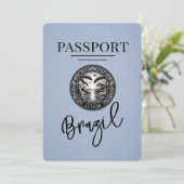 Dusty Blue Brazil Passport Bewaar de datum Save The Date (Staand voorkant)
