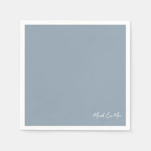 Dusty Blue Bridal Couplel Names Cocktail Napkins Servet