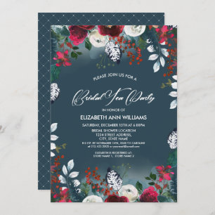 Dusty Blue Bridal Tea-partij van het Rode Bloom Kaart