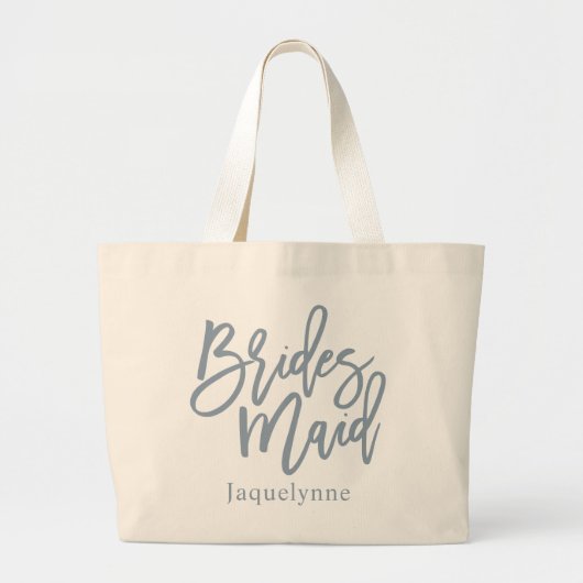 Dusty Blue Bridesmaid Script Grote Tote Bag (Voorkant)