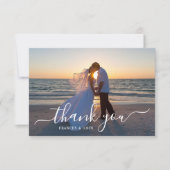 Dusty Blue bruiloft foto Bedankkaart (Voorkant)