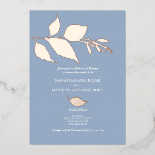 Dusty Blue Bruiloft repetitie diner Folie Uitnodiging