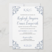 Dusty Blue bruiloft uitnodigingen | Elegant & (Voorkant)