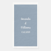 Dusty Blue Bruiloften Wit Script Aangepaste namen Servet (Voorkant)