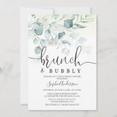 Dusty Blue Brunch en Bubble Greenery Vrijgezellenf Kaart (Voorkant)