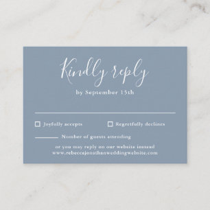 Dusty Blue Budget moderne Script Wedding Carte RSV