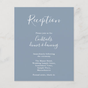 Dusty Blue Budget Moderne Wedding Reception Flyer