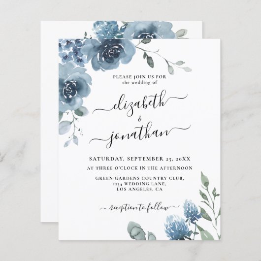 Dusty Blue Budget Slate Weddenschap (Voorkant / Achterkant)