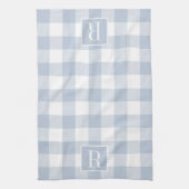 Dusty Blue Buffalo Check Monogram Theedoek (Verticaal)