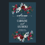 Dusty Blue | Burgundy Bloom Mariage Affiche de bie<br><div class="desc">Dusty Blue | Bourgogne Rouge Fleur d'Aquarelle Peinture design personnalisé extra grande Affiche de bienvenue de mariage d'hiver Imprimer. Invitations de mariage assorties, Invitations de douche nuptiale, Enregistrer les cartes de date, Cartes de voeux à demander, Cartes de remerciements, Faveurs de mariage et Cadeaux disponibles en saison | Catégorie hiver...</div>