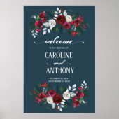 Dusty Blue | Burgundy Bloom Mariage Affiche de bie (Devant)