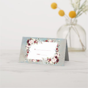 Dusty Blue Burgundy Blush Floral Elegant Wedding