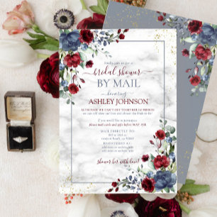 Dusty Blue Burgundy Floral Vrijgezellenfeest per p Kaart