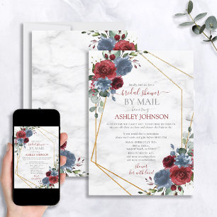 Dusty Blue Burgundy Geometric Shower per Mail Kaart