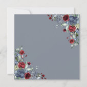Dusty Blue Burgundy Red Floral Waterverf Script Kaart (Achterkant)