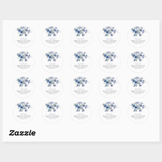 Dusty Blue Calla Lily Ribbon Bow Dank u Sticker (Vel)
