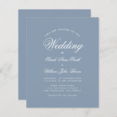 Dusty Blue Calligraphy Budget Wedding Invitation (Voorkant / Achterkant)