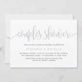 Dusty Blue  Calligraphy Couples Douche Kaart (Voorkant)